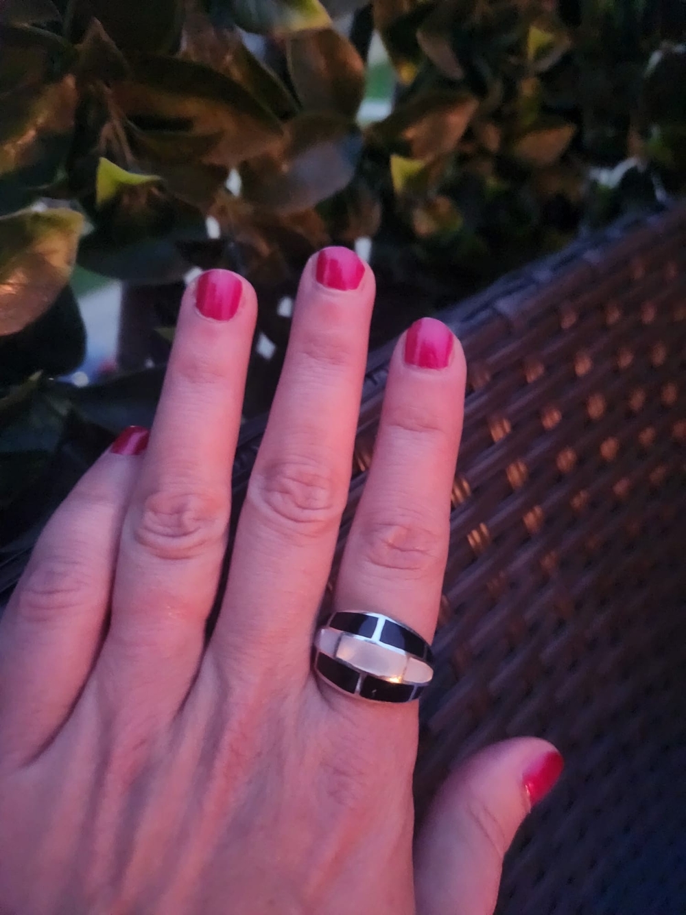 Sterling Silver Black Enamel Dome Ring - Women's Fashion Band